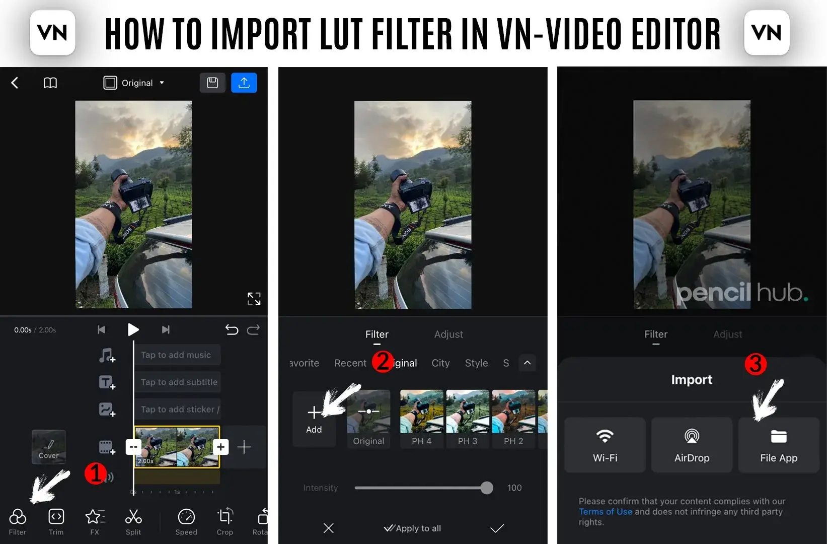 How to import LUT filter in VN-video editor